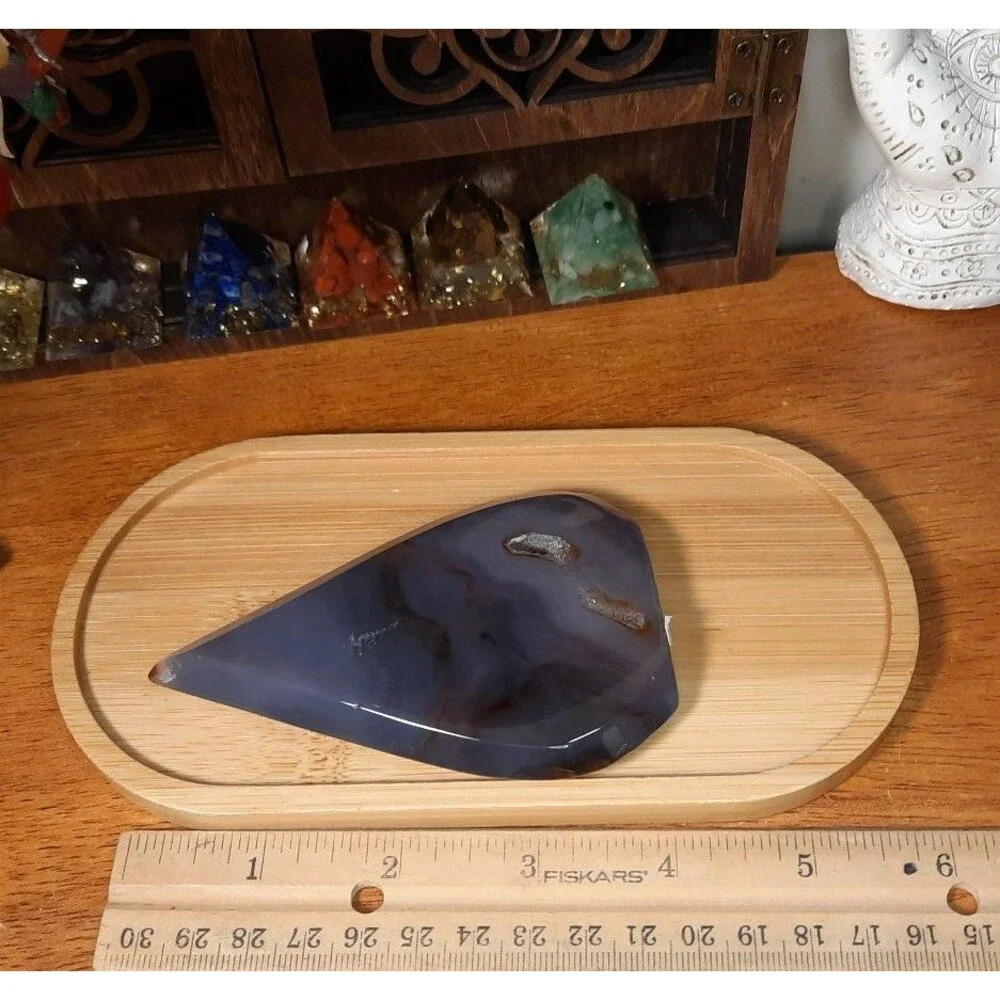 Carved Orca Agate Crystal Flame Free-form